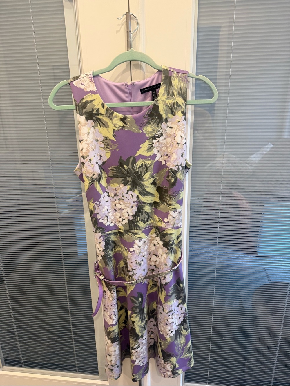 White House Black Market Purple Floral Fit-and-Flare Mini Dress